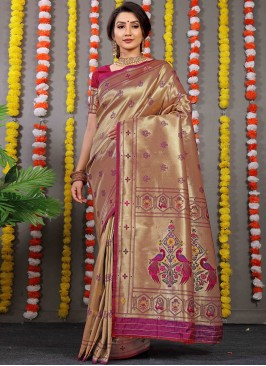 Pink Weaving Banarasi Silk Classic Saree