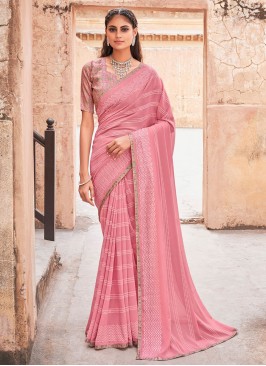 Pink Weaving Contemporary Style Saree