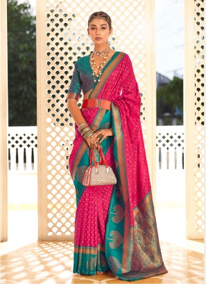 Pink Weaving Festival Trendy Saree