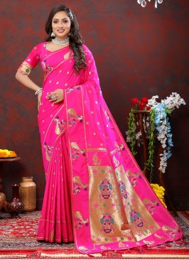 Pink Weaving Festival Trendy Saree
