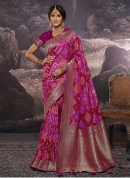 Pink Weaving Party Contemporary Saree