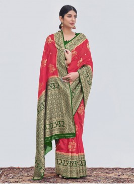 Pink Weaving Silk Classic Saree