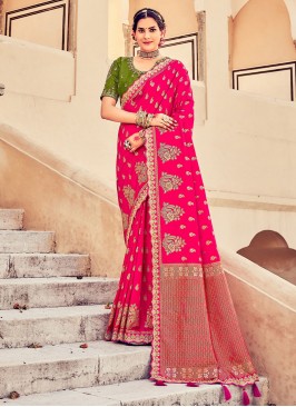 Pink Weaving Silk Designer Saree