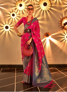 Pink Weaving Silk Designer Saree
