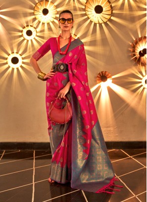 Pink Weaving Silk Designer Saree