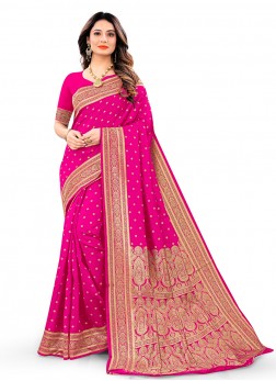 Pink Weaving Silk Party Wear Saree