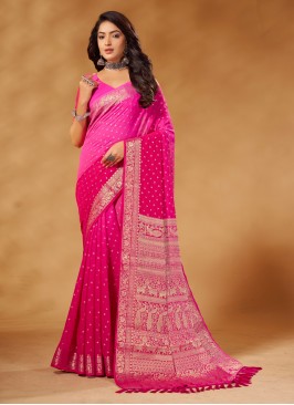 Pink Weaving Viscose Saree