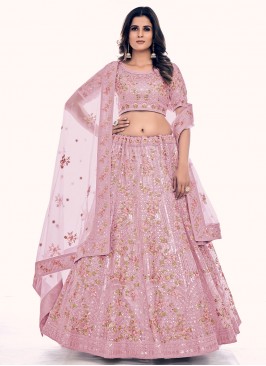 Pink Wedding Long Choli Lehenga