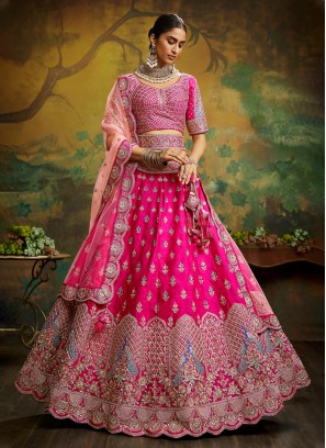 Pink Wedding Silk Trendy Lehenga Choli