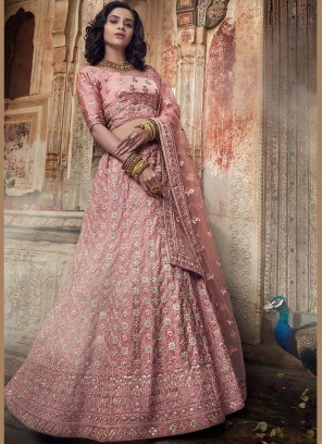 Pink Zari Bridal Lehenga Choli