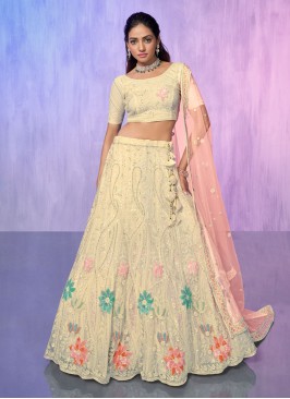 Piquant Cream Reception Designer Lehenga Choli