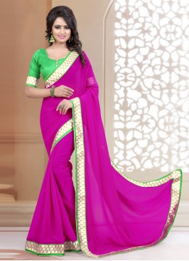 Piquant Faux Georgette Lace Rani Classic Saree