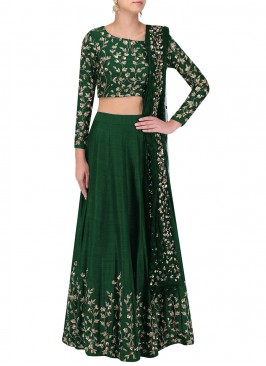 Piquant Green Art Silk Trendy Lehenga Choli