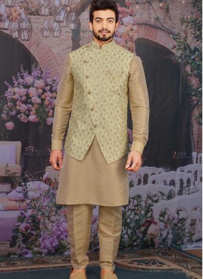 Pista Green Color Art Silk Kurta