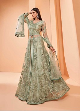 Pista Green Color Butterfly Net Anarkali Suit