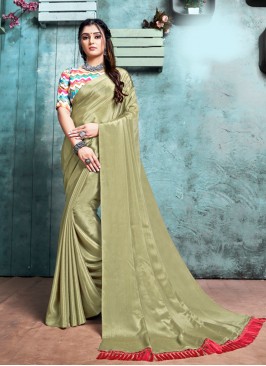 Pista Green Color Chiffon Saree