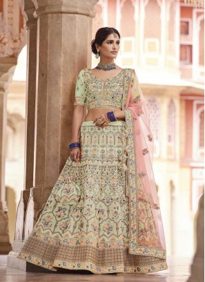 Pista Green Color Crepe Sequins Work Lehenga