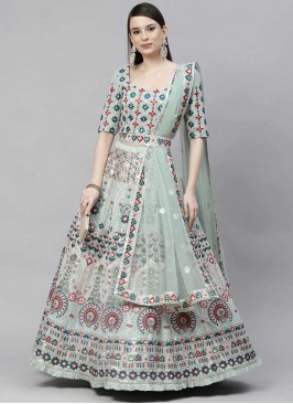 Pista Green Color Georgette Lehenga