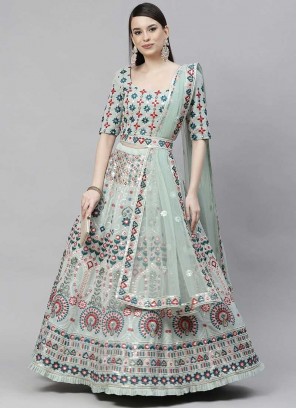 Pista Green Color Georgette Lehenga