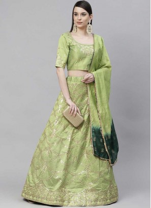 Pista Green Color Lehenga Choli