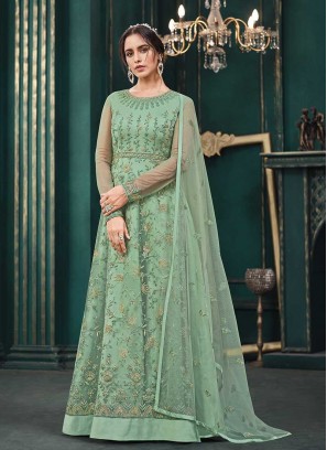 Pista Green Color Net Anarkali Suit