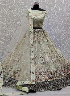 Pista Green Color Net Embroidered Bridal Lehenga