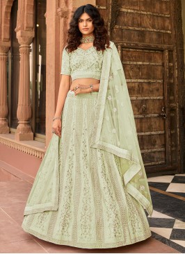 Pista Green Color Organza Gota Patti Work Lehenga