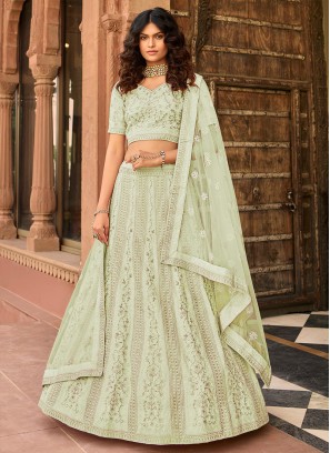 Pista Green Color Organza Gota Patti Work Lehenga