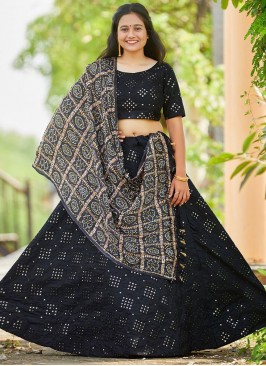 Pleasance Black Banglori Silk A Line Lehenga Choli