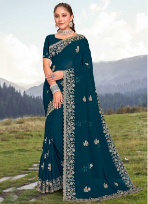 Pleasance Embroidered Georgette Contemporary Saree