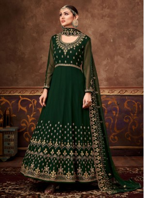 Pleasance Green Embroidered Ankle Length Anarkali Suit