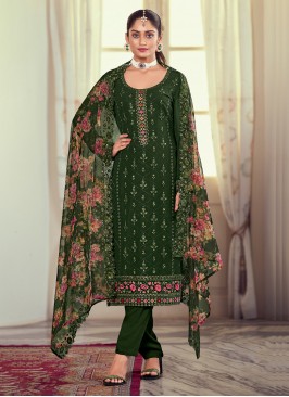 Pleasance Green Embroidered Designer Salwar Kameez