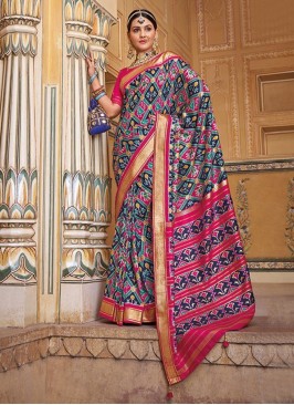 Pleasance Multi Colour Patola Print Contemporary Saree