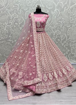 Pleasance Pink Net Lehenga Choli