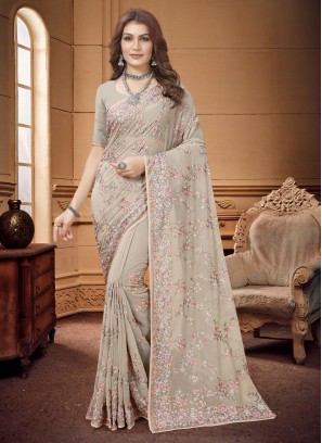 Pleasing Embroidered Georgette Saree