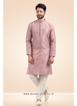 Pleasing Jacquard Art Silk Onion Kurta Pyjama Set with Pintex Work