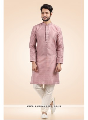 Pleasing Jacquard Art Silk Onion Kurta Pyjama Set with Pintex Work