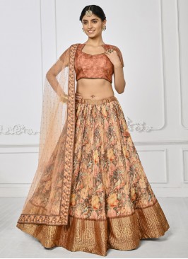 Pleasing Multi Colour Silk Trendy Lehenga Choli