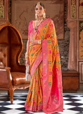 Pleasing Zari Banarasi Silk Mustard Trendy Saree