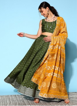 Poly Silk Green Readymade Lehenga Choli