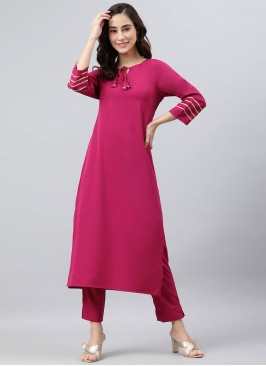 Poly Silk Plain Magenta Trendy Salwar Suit