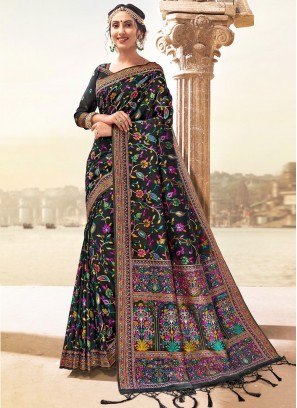 Praiseworthy Blended Cotton Multi Colour Woven Traditional Saree