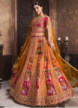 Praiseworthy Cutwork Silk Mustard Trendy Lehenga Choli