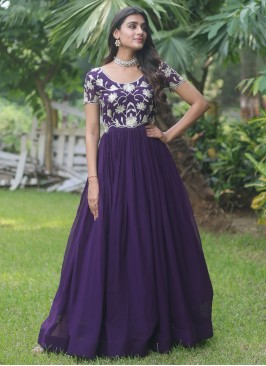 Praiseworthy Embroidered Purple Gown 