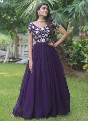 Praiseworthy Embroidered Purple Gown 