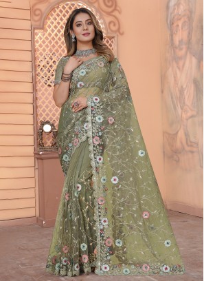 Praiseworthy Green Designer Saree