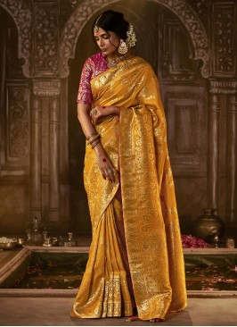 Praiseworthy Silk Yellow Classic Saree