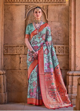 Precious Digital Print Fancy Fabric Traditional Saree