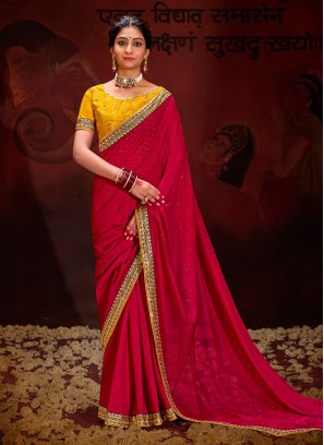 Precious Vichitra Silk Ceremonial Contemporary Saree