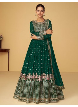 Preferable Georgette Embroidered Green Salwar Kameez